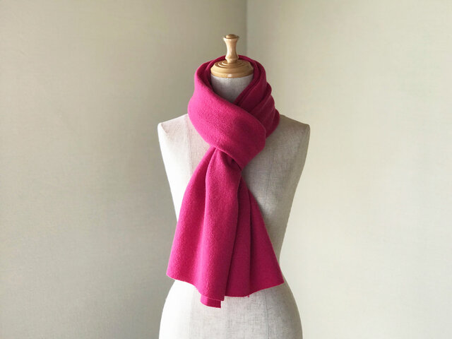 Pure カシミヤのふわふわマフラー Pinkの画像1枚目