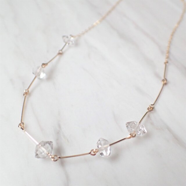 K14GF herkimer diamond necklaceの画像1枚目