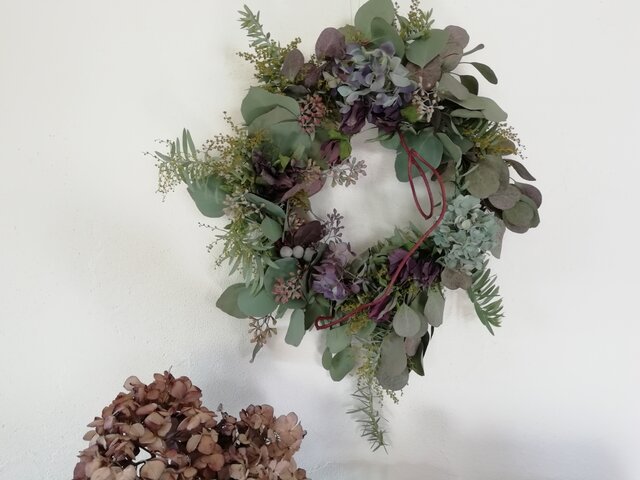 ミモザとポポラスのwreath(38cm)の画像1枚目
