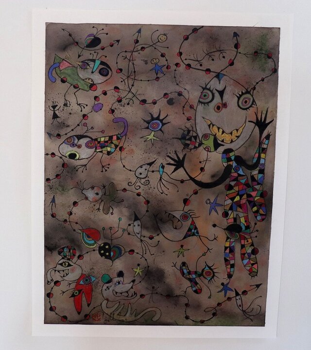 カラフルな現代アート/絵画/モダンアート/インテリア絵画/手描き現代絵画・ボクの気分は上昇中NO.1の画像1枚目