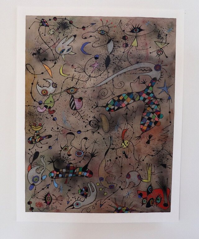 カラフルな現代アート/絵画/モダンアート/インテリア絵画/手描き現代絵画・ボクの気分は上昇中NO.2の画像1枚目