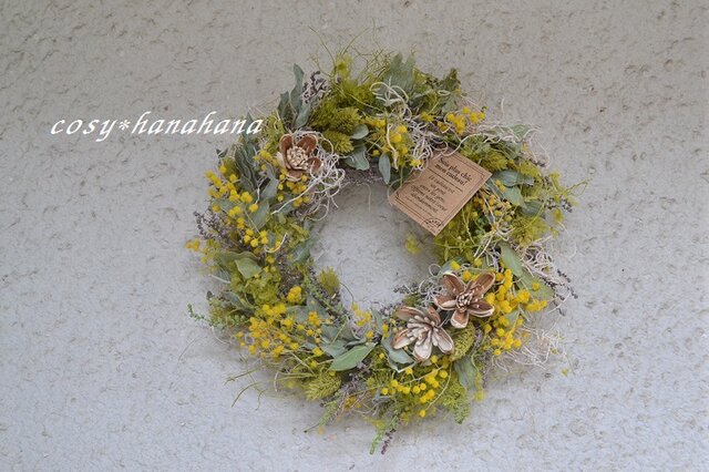 ミモザのhappyイエローwreathの画像1枚目