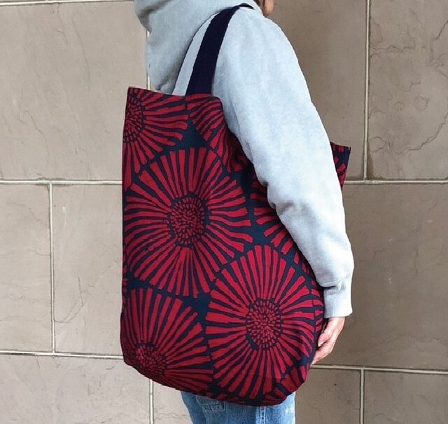コンパクトおかいのもかばんBig レッドフラワー受注製作の画像1枚目