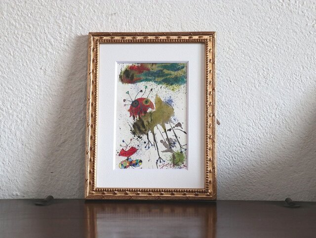 手描きの現代アート/現代絵画/おしゃれな壁掛け/ アートコレクション・もくもくシリーズ・犬型ロボットの画像1枚目