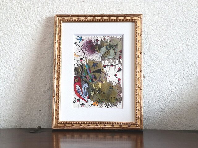 手描きの現代アート/現代絵画/おしゃれな壁掛け/ アートコレクション・もくもくシリーズ・怪獣の鬼ごっこの画像1枚目