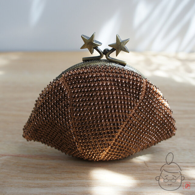 ばあば作☆☆シードビーズのがま口（bronze・1111)