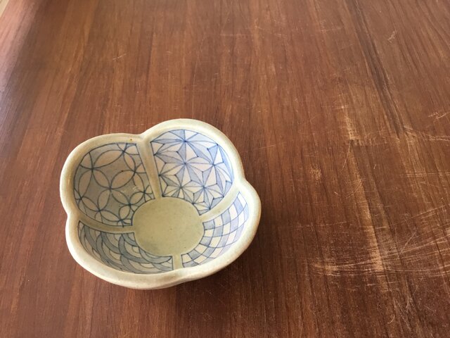 木瓜小鉢 染付幾何紋の画像1枚目