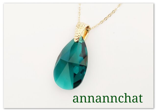 Swarovski ゴールド ネックレス エメラルドカット スワロフスキー 大きいエメラルド 28mm ネックレス】ハンマー
