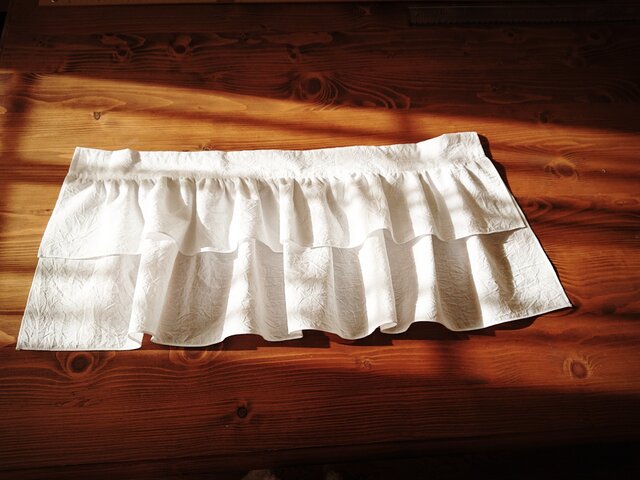 ホワイトコットンの2段ティアードカフェカーテン♪ | iichi 日々の