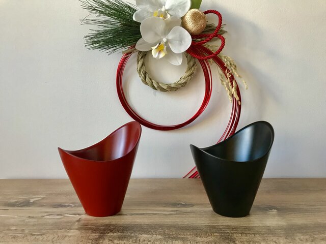 漆器カップ・2点セット(食洗機対応) マットレッド&マットブラックの画像1枚目