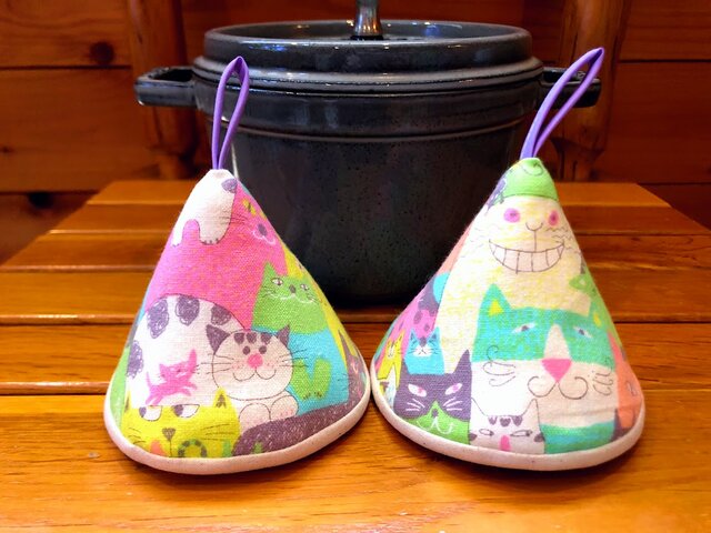 2個セット★三角鍋つかみ★staub にいかがでしょうか?★ストウブ 鍋つかみ ミトンの画像1枚目