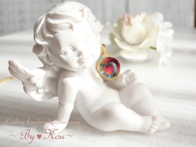~*ღLOVEღ*~dome in heart vintage ネックレス。の画像1枚目