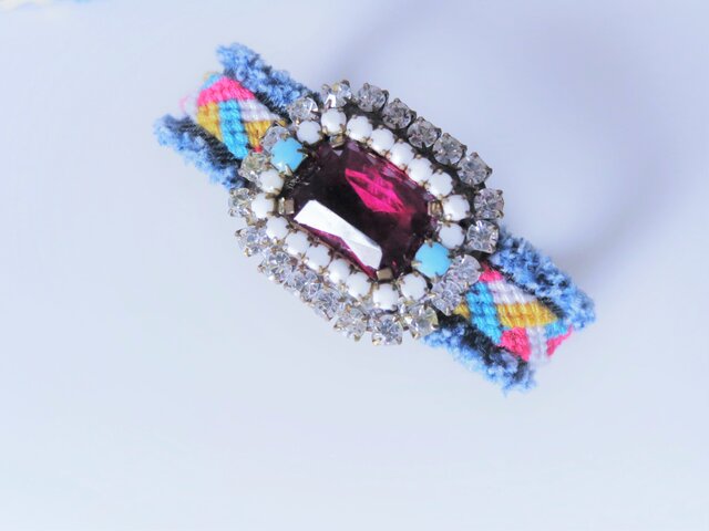 ビジューミサンガブレスレット micanga blaceret denim bijou <MB2-0120>の画像1枚目