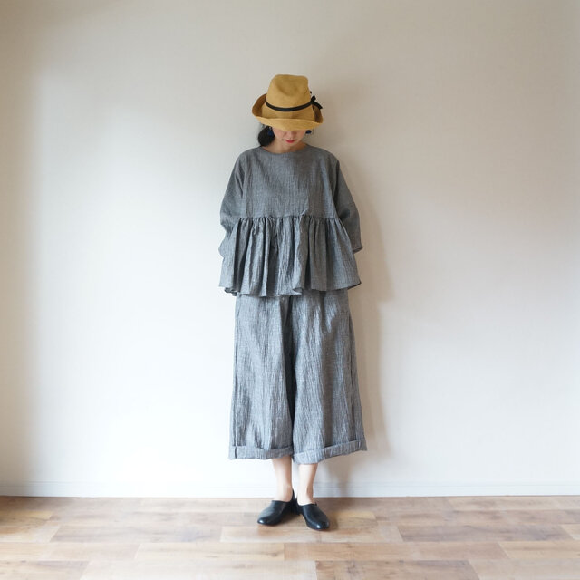 ◯予約商品◯ Linen washers gather blouseの画像1枚目