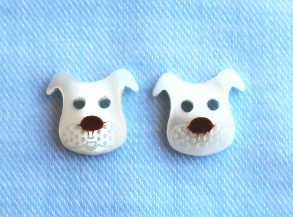 2個 犬のボタン 白 フランス製 Iichi ハンドメイド クラフト作品 手仕事品の通販
