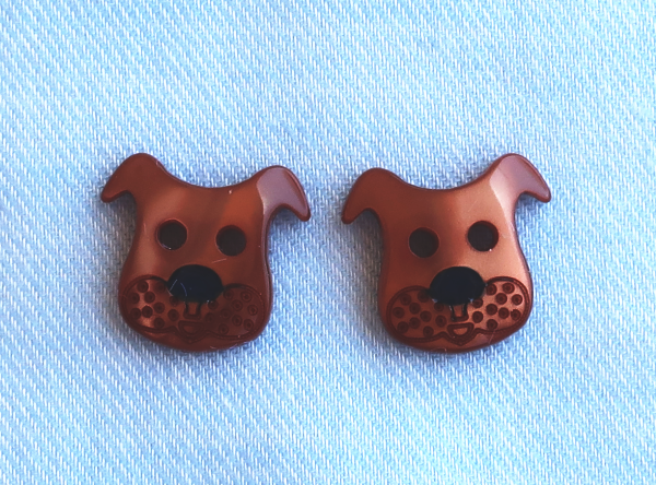 2個 犬のボタン 茶色 フランス製 Iichi ハンドメイド クラフト作品 手仕事品の通販