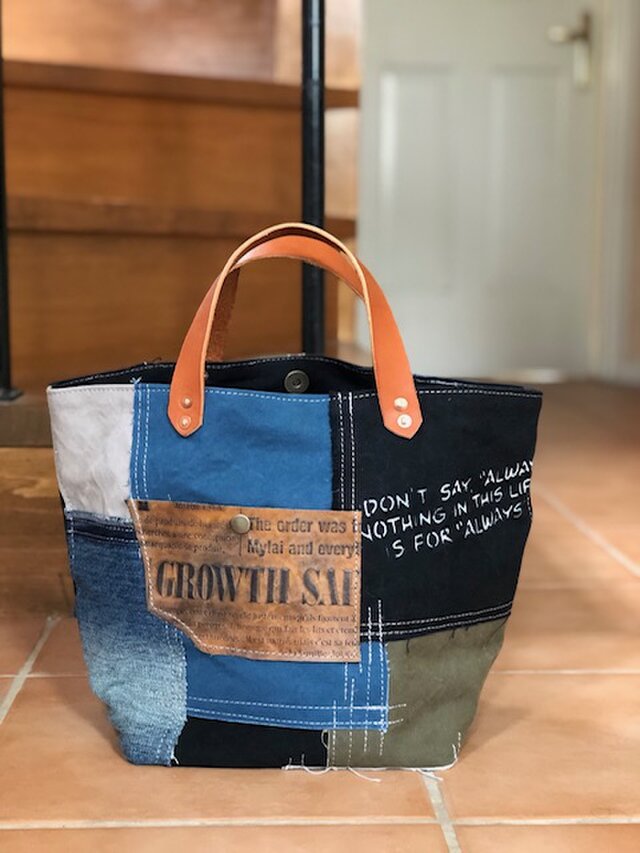 宅急便送料無料  つぎはぎトートバッグ モノトーン系