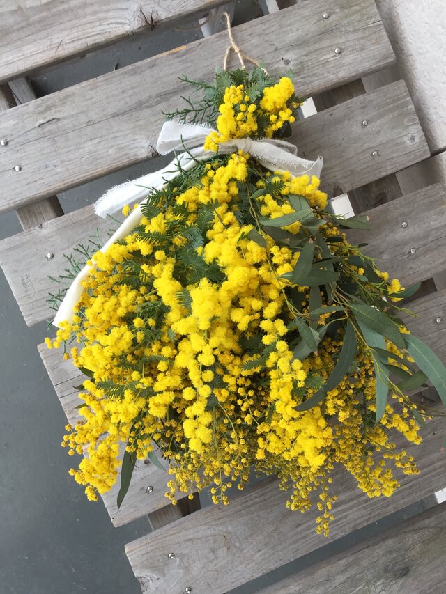 セールふりふり春待ちスワッグ1(ミモザ)の画像1枚目