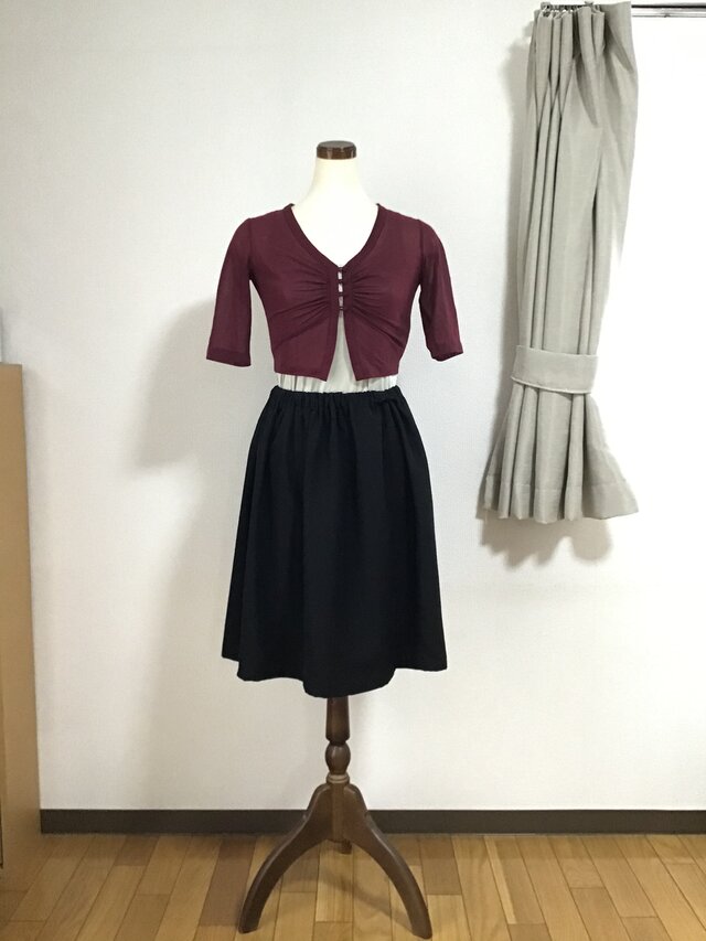 着物リメイクのスカート 黒の画像1枚目