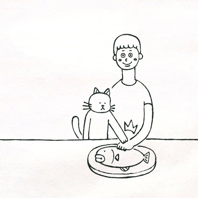 半袖Tシャツ 猫選べます『ボクノサカナ・男子』メンズ レディース