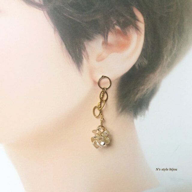 芽生 mebae シリーズ (ピアス)シトリン ※イヤリング付け替え可の画像1枚目