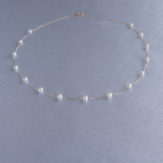ベビーパールステーションネックレス K18イエローゴールド