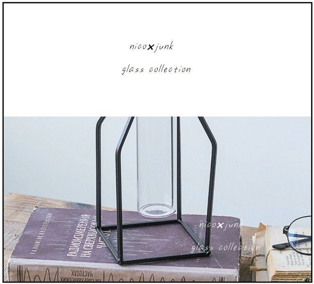 Lサイズ 北欧風 アイアン×ガラス花瓶 ガラスベース | iichi ハンドメイド・クラフト作品・手仕事品の通販