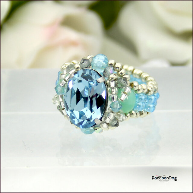 シンデレラストーリー2nd【スワロフスキー（アクアマリン） ビーズリング】《ビーズアクセサリー》