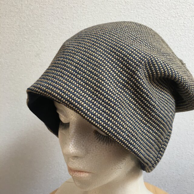 春秋素材 洒落てるニットソーの帽子 中厚地の画像1枚目
