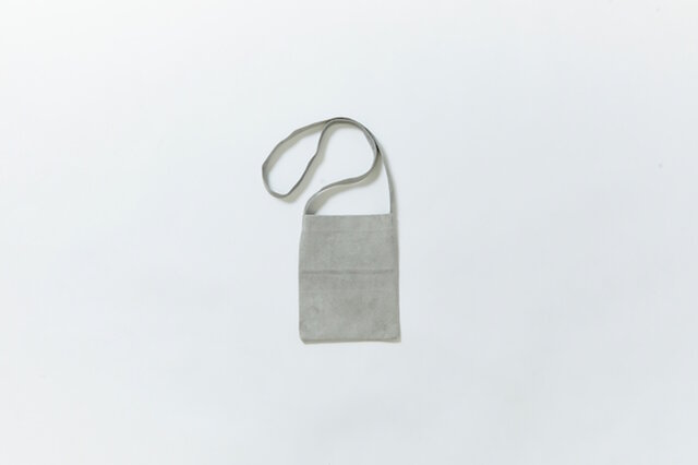 レザー ショルダーバッグ Mini グレー メンズ レディース 豚革 クラッチバッグ 2way プレゼント Iichi ハンドメイド クラフト作品 手仕事品の通販