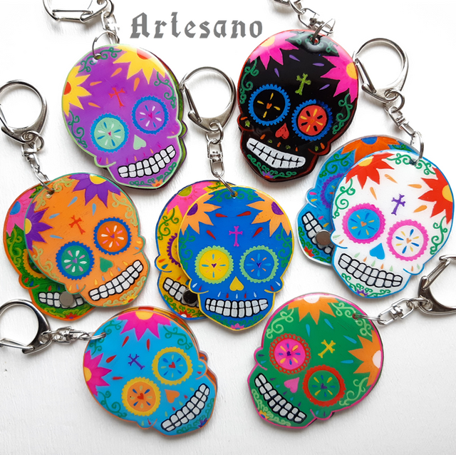 名前が隠せるネームキーホルダー ～メキシカンスカル～ *Artesano