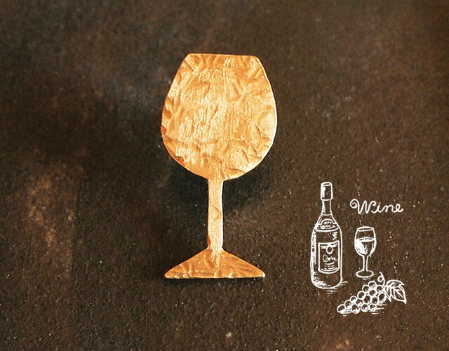 ワイン好きのブローチ BOURGOGUE ワイングラス【ブルゴーニュタイプ】Wineの画像1枚目