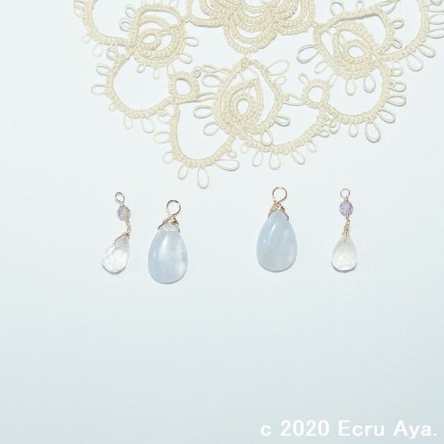 *春の兆し*ブルーレースなどの2wayピアスチャーム