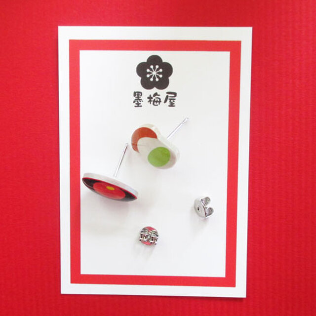 和菓子豆大福とお茶ピアス Iichi ハンドメイド クラフト作品 手仕事品の通販