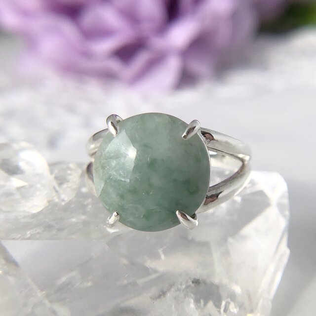 10号 天然翡翠シルバーリング3.05ct ☆青海産の原石から磨いた1点もの!の画像1枚目