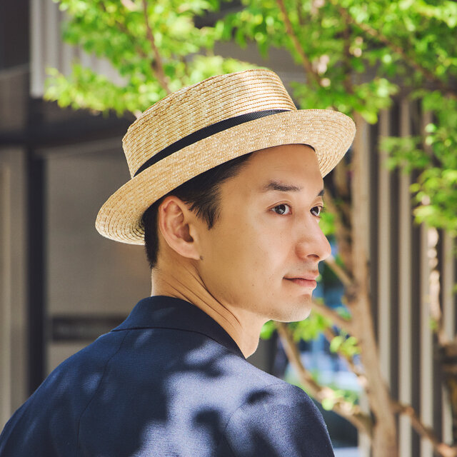 andyoy様　ポークパイハット　帽子　世田谷ベース　オレンジ　未使用 Ario アーロ 紳士用 麦わら 欧米型 ポークパイハット 59cm [UK