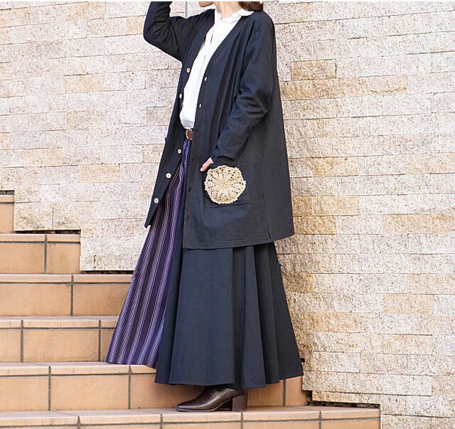 クロシェ編み*フラワーモチーフ*ドルマン袖*ゆったりロングカーディガン*dandelion*ベージュの画像1枚目