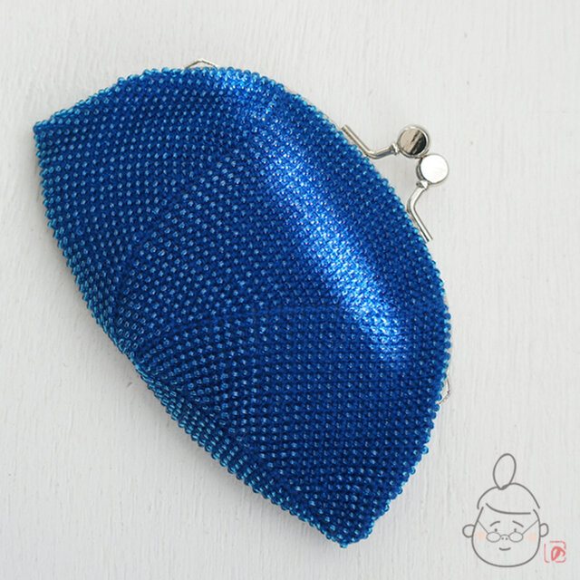 ばあば作☆シードビーズのさらに大きめがま口（winterblue・1140)