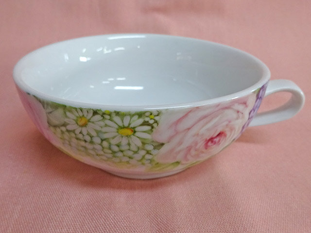 様々なお花の浅いスープマグ1（手描き） | iichi 日々の暮らしを