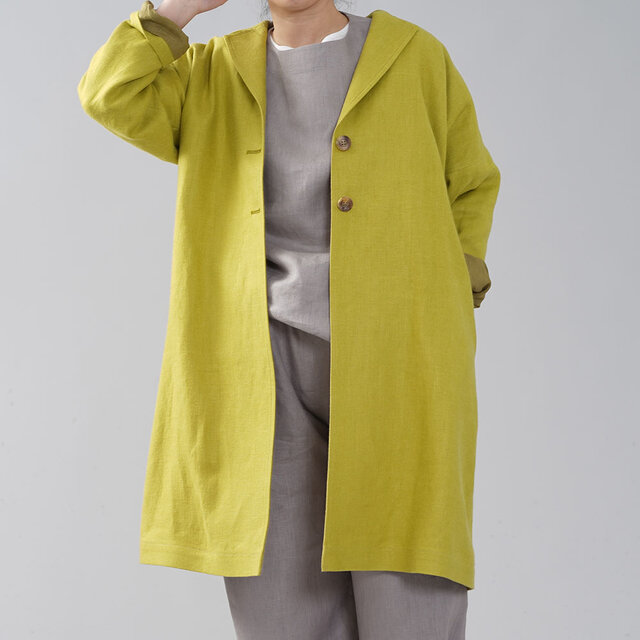 【wafu】厚地 暖リネン チェスターコート 表起毛 ロングコート 春コート スプリングコート/h023c-sgn3の画像1枚目