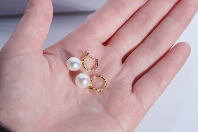 送料無料】K18 国産アコヤバロックパール フープピアス ペア | iichi