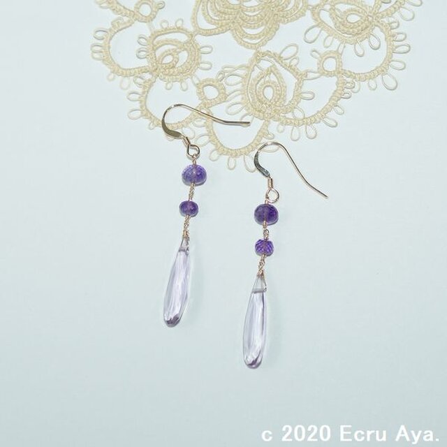 *立春*宝石質ピンクアメジストなどのピアス