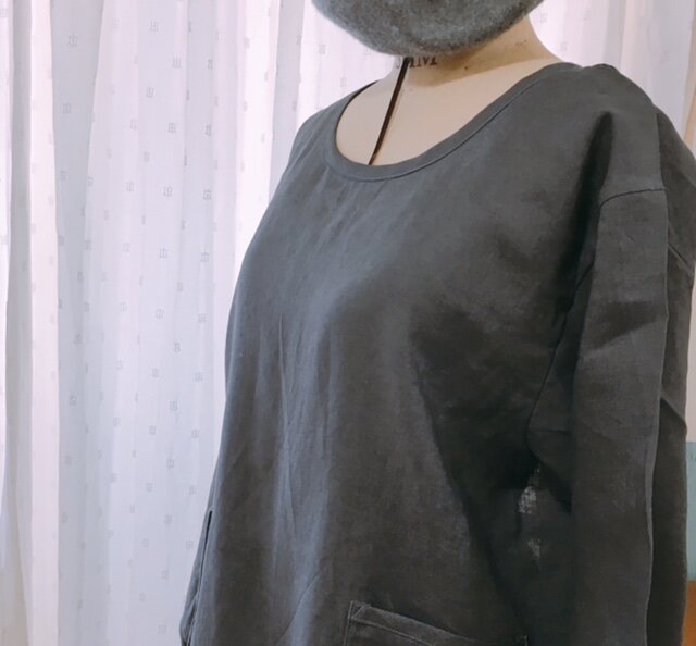 リネン おおきめサイズ割烹着 シンプルデザイン 水通し済み 7色から1