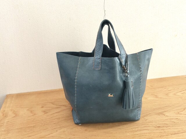 手縫い本革 kuta　tote(デニムブルー)