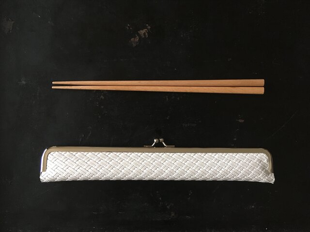 大人の箸ケース24cm/本革網目/プチギフトにの画像1枚目