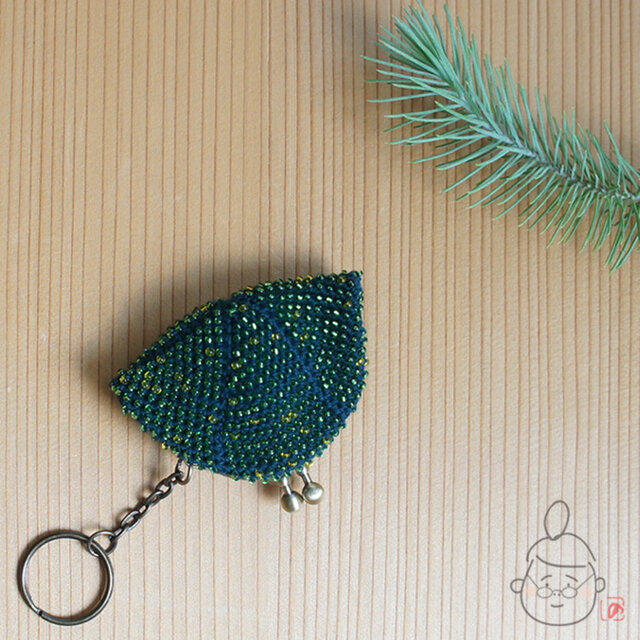 ばあば作☆シードビーズがまぐち（greengreen・732)