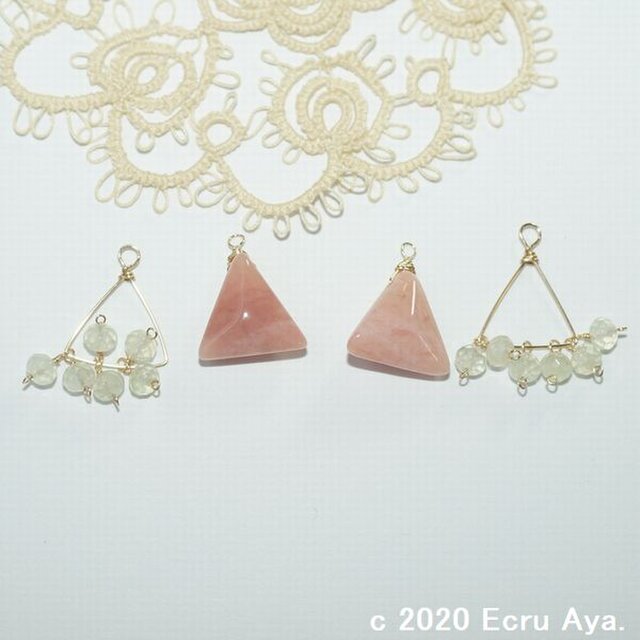 *桜めく*ピンクオパールとプレナイトの2wayピアスチャーム