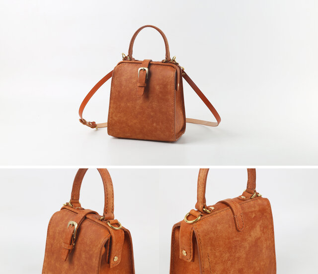 切線派】新商品！たるマチ2WAY 鞄 がま口 本革手作りのレザー