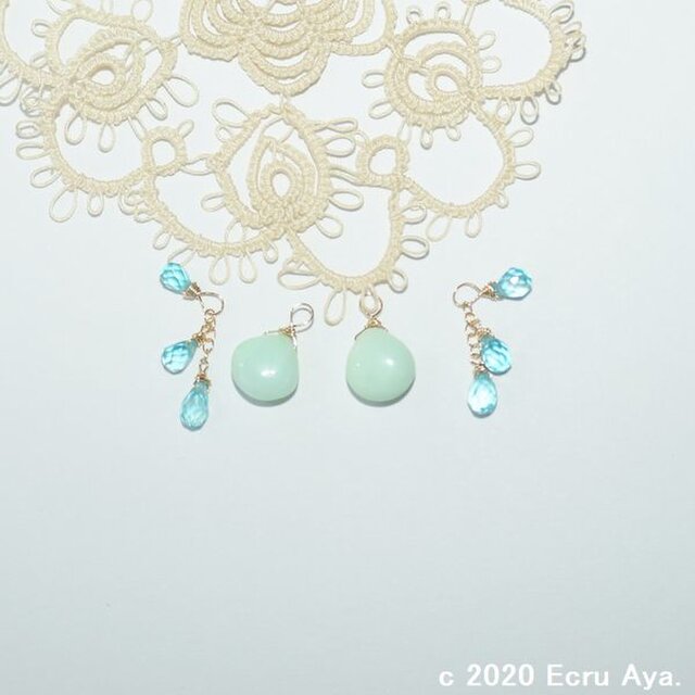 *穏やかな石*クリソプレーズの2wayピアスチャーム