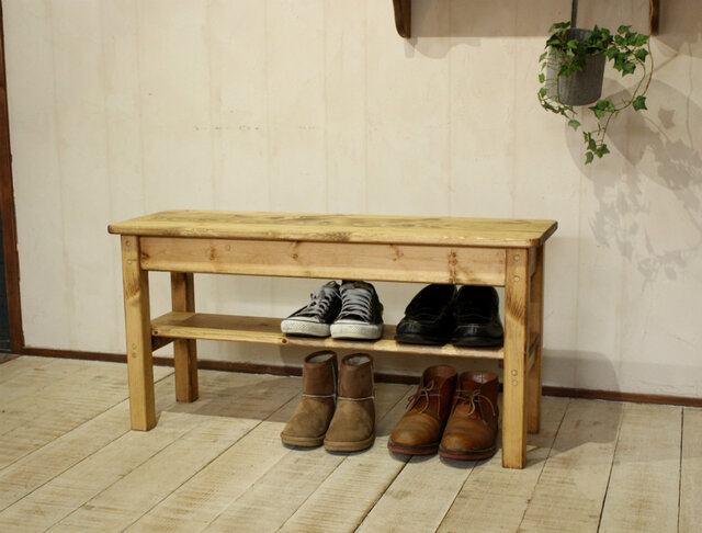 シューズベンチ ブラウン 玄関ベンチ | iichi 日々の暮らしを心地よく